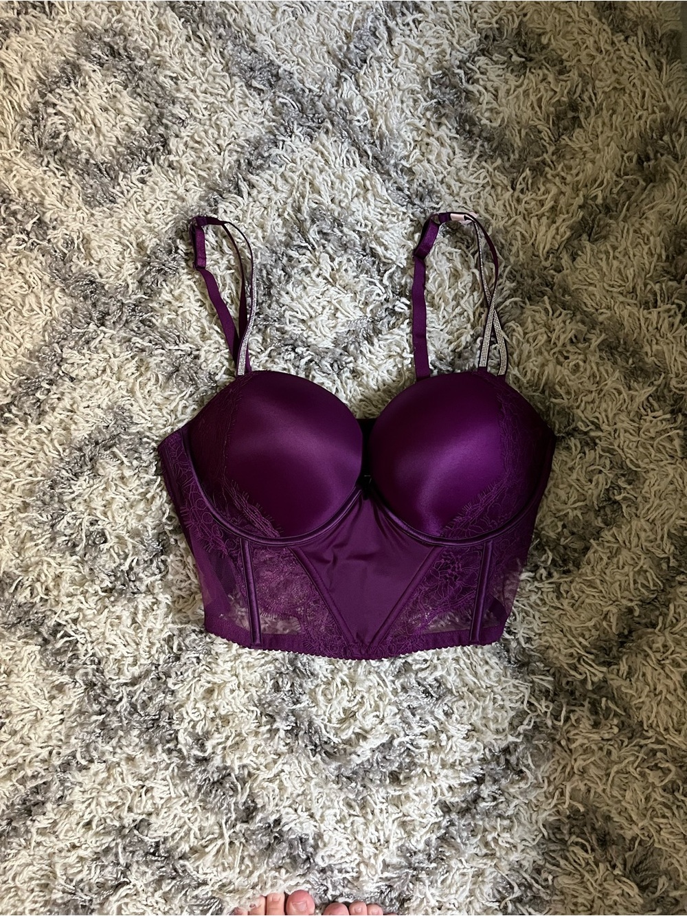 Purple Lace Longline Push-Up Lingerie top